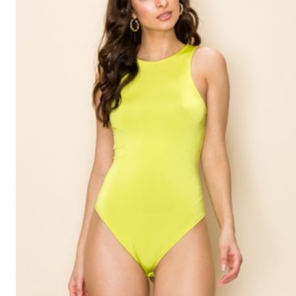 Lime Lycra bodysuit